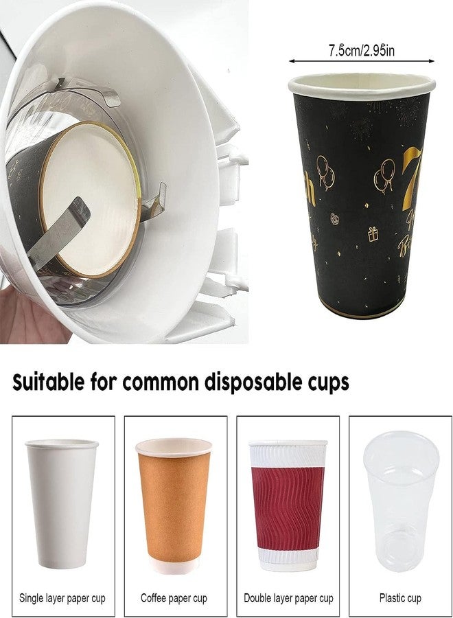 Fennec Mart Paper Cup Dispenser Holder Wall Mounted Plastic Cup Organizer for Bathroom, Kitchen, Office Fits Disposable Water & Drinking Cups Adhesive or Screw Mount (White) - Image 5